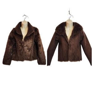 Mixit Reversible Faux Fur Suede Crop Jacket Brown Small
